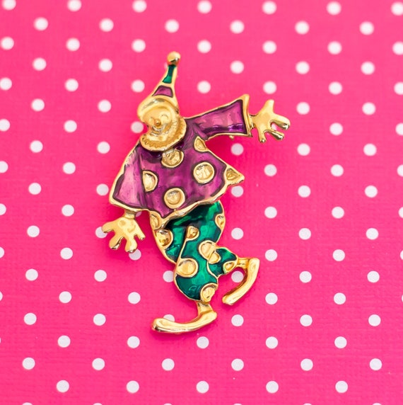 Vintage Groovy Clown Brooch - P8 - image 1