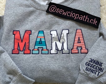 Benutzerdefinierte Mama Baby Andenken Outfit | Baby Body Outfit Mama bestickter Pullover | Mom Andenken Rundhals | Geschenk für Mama | Muttertags Geschenk