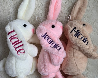 Custom Embroidered Easter Bunny, Personalized Bunny Plush, Bunny Rabbit with Name, Floppy Bunny Stuffed animal, baby shower gift, newborn