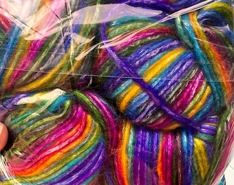 Rainbow Picasso Ice Yarn, Self-Striping Fuzzy 4-Ply, 8 Skeins