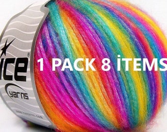 Ice Yarns Picasso Rainbow- Pastel 64626  "Pastel Rainbow Self-Striping Yarn Set - Ice Yarns Picasso 64626, 8 Skeins 1pk. Surprise included