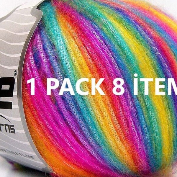 Ice Yarns Picasso Rainbow- Pastel 64626  "Pastel Rainbow Self-Striping Yarn Set - Ice Yarns Picasso 64626, 8 Skeins 1pk. Surprise included