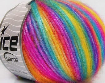 8 Skeins Picasso Rainbow Ice Yarn: Self-Striping Fuzzy 4-Ply