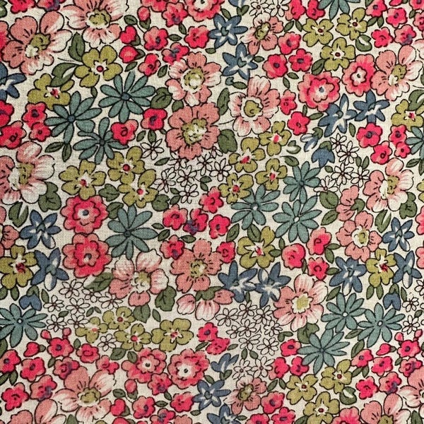 Ditsy Floral Cotton Lawn Fabric – Vintage Flower Print, Dressmaking, Quilting