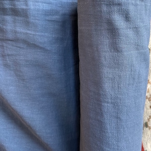 Medium weight 100% Linen by meter stonewashed medium blue