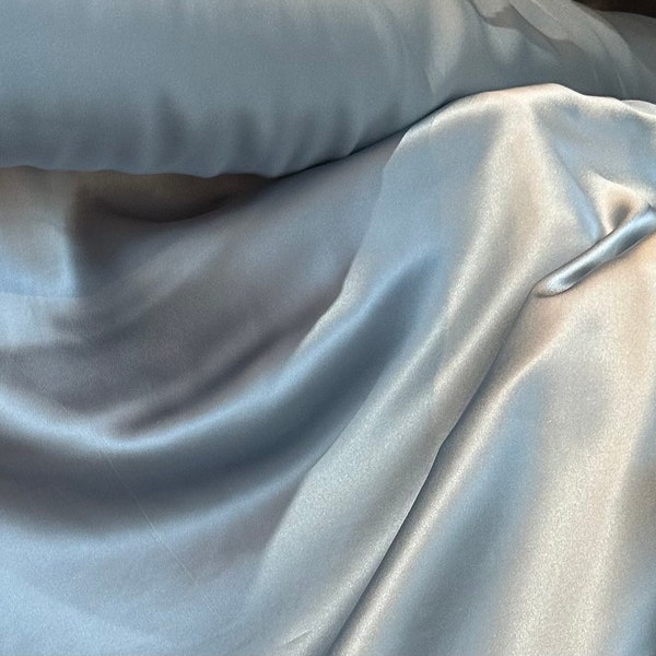 Cali Fabrics Aqua, Navy, And Lavender Abstract Silk Charmeuse #29300 Fabric By The Yard