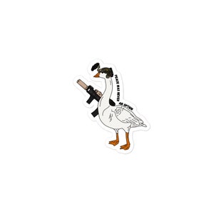 Peace Was Never an Option Tactical Goose Sticker - Armed Bird in Tactical Gear Decal, Funny Military Style, Unique Goose Art