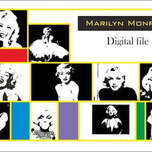 Marilyn Monroe svg files, 10 digital files, vector Marilyn Monroe, Face Marilyn , logo Marilyn Monroe, Black and white Marilyn Monroe, women