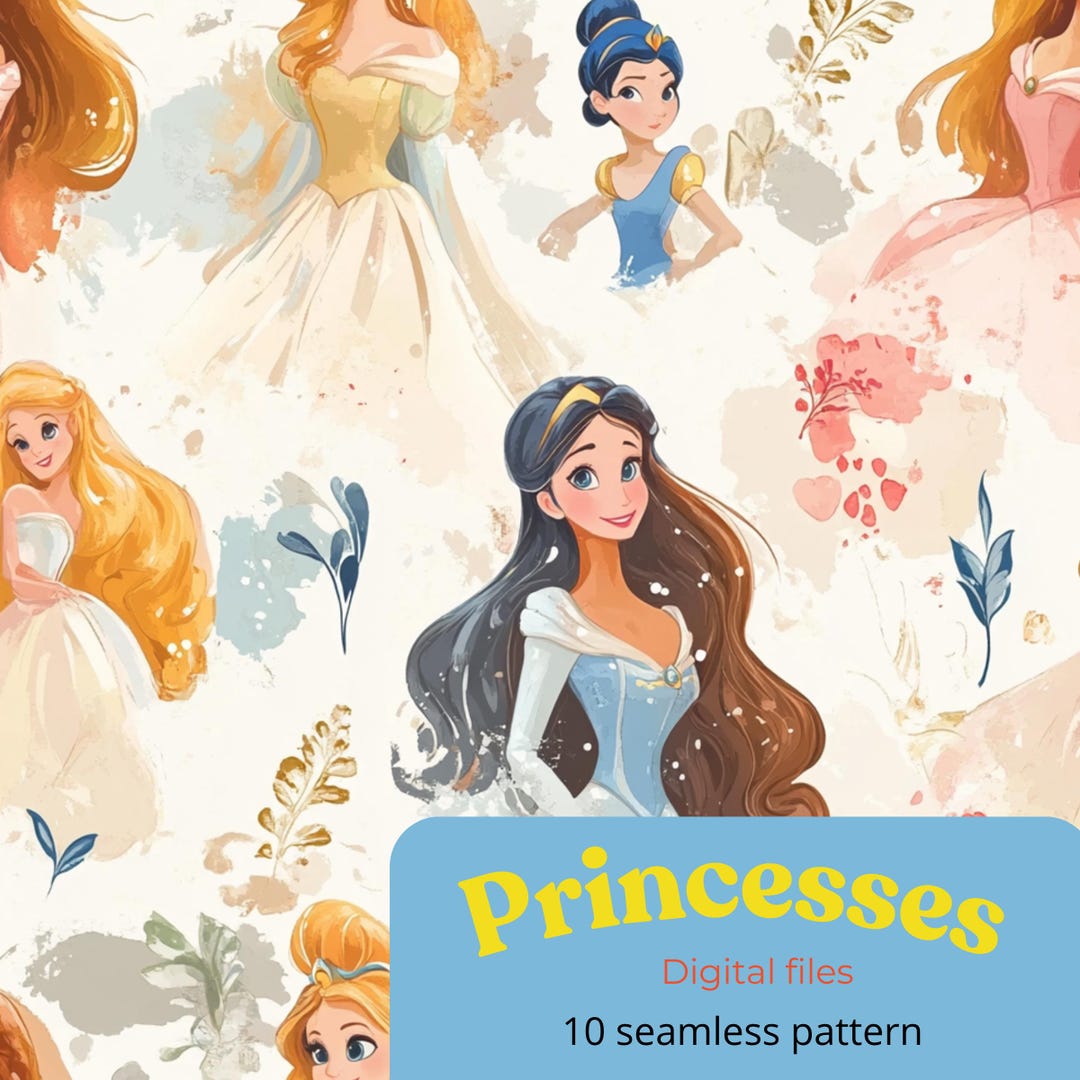 Princesses Seamless Pattern Digital Paper - Etsy