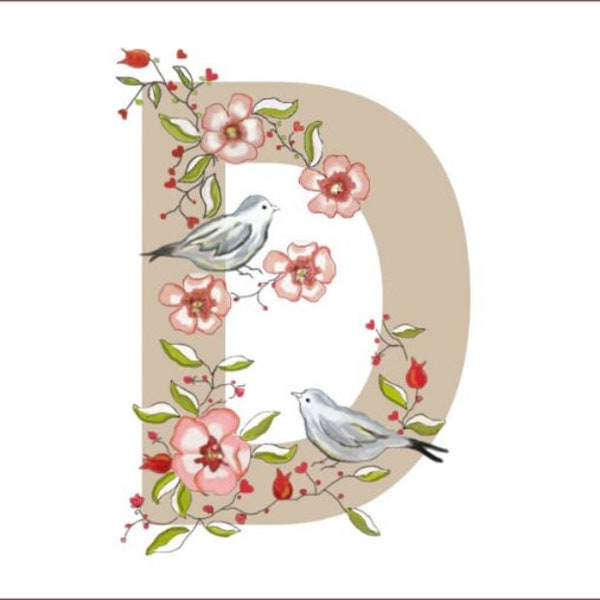 Romantic Alphabet,Flowers and birds alphabet PNG,Handmade letters,Romantic letter,Letter shabby,Decoupage letters,clip art romantic alphabet