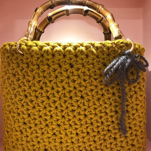 Super beautiful handmade crochet wool cord tote bag