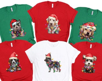 Custom Dog Christmas Lights Shirt, Christmas Shirt, Dog Lover Shirt, Dog Lover Gift, Christmas Dog Lights T Shirt, Christmas Party Shirt