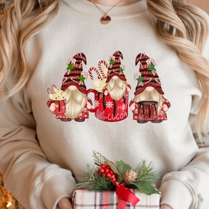 Hot Cocoa Gnome Sweatshirt, Christmas Gnome Sweatshirt, Cute Gnomes Sweatshirt, Christmas Family Gift, Funny Family  Christmas Sweatshirt