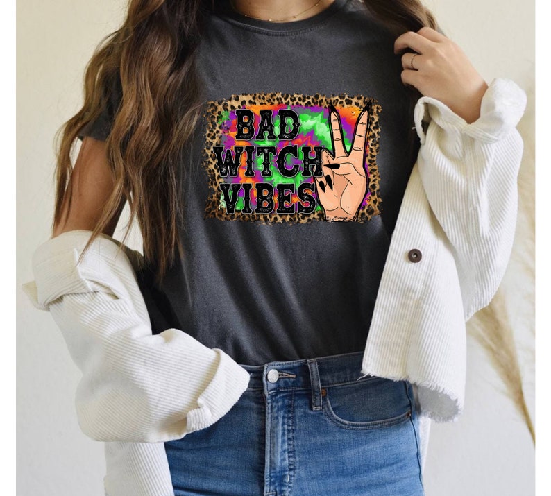 Bad Witch Vibes Shirt, Witch Shirt, Halloween Shirt, Halloween Gift, Halloween Tees, Halloween Party T-Shirt, Funny Halloween Shirts image 3