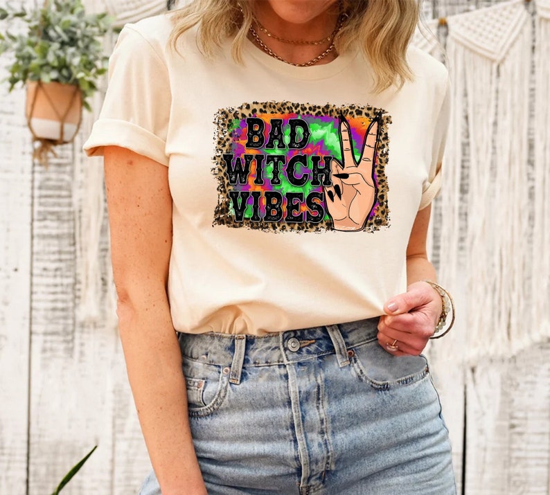 Bad Witch Vibes Shirt, Witch Shirt, Halloween Shirt, Halloween Gift, Halloween Tees, Halloween Party T-Shirt, Funny Halloween Shirts image 1