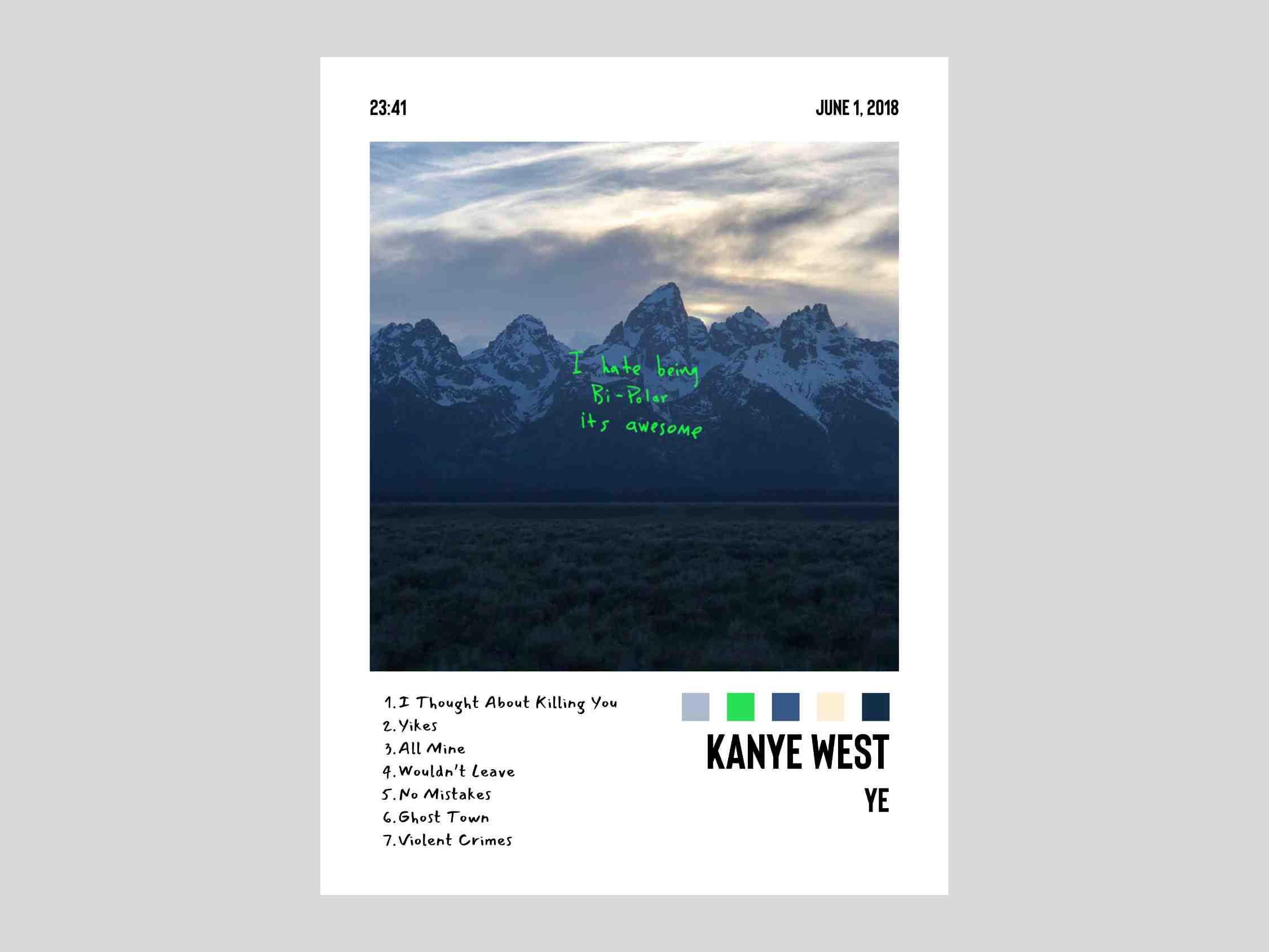 Yetler Kanye West Ye - Album Cover Poster - Digital Download - Etsy