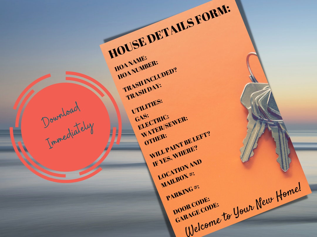 Real Estate Agent House Details Form/real Estate Agent Form/home Buyers