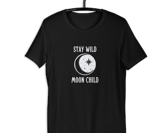 Stay Wild Moon Camiseta infantil, Alternativa, Boho, Luna, Camiseta gráfica