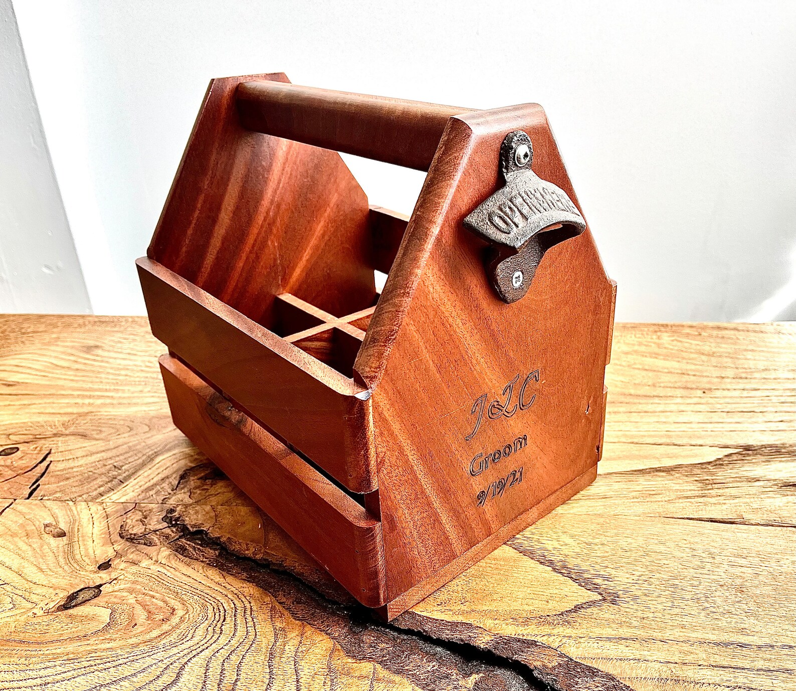 Personalized 6 Pack Wooden Beer Caddy/ Condiment Tote/groomsman Gift Etsy