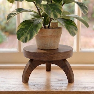 Mid Century Round Stand/ Wood Riser Tray/ Kitchen Stand/ Plant Holder/ Candle Holders/Bathroom Decor