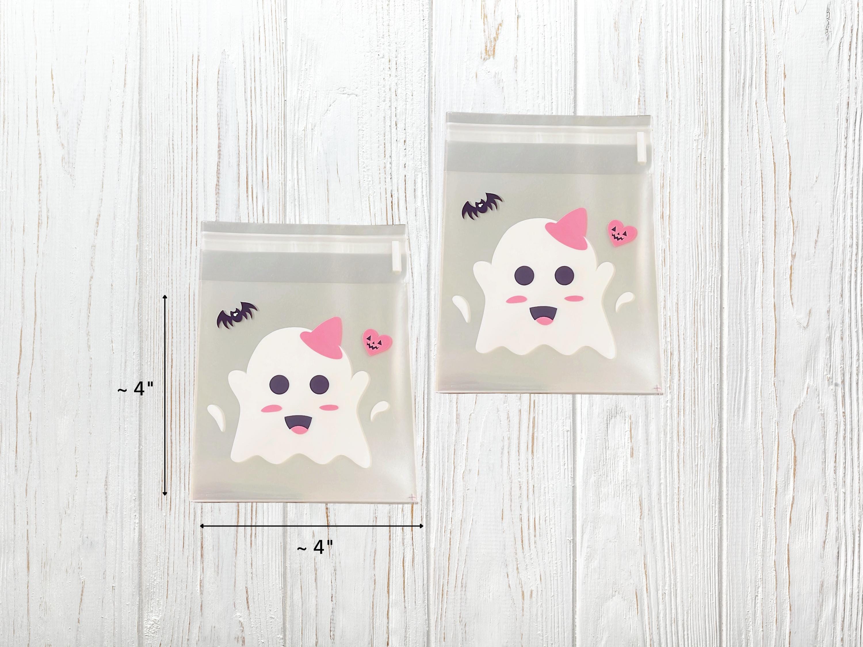 Halloween Ghost Cookie Treat Bags, Bat Cellophane Goodie Bag
