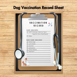 Hoja de registro de vacunación para perros, boleta de calificaciones para perros, boleta de calificaciones para cachorros, formulario de informe para paseos de perros, alojamiento para mascotas, guardería para perros, guía para cuidadores de mascotas