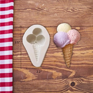 Ice Cream Silicone Mold for Handmade Candle Embed, Soap, Wax Melt, Cake Topper, Fondant, Polymer Clay, Jewelry, DIY, Dessert, Treat, Charm