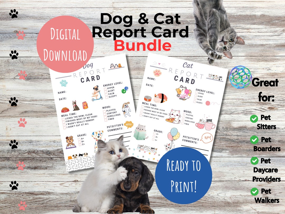 Dog & Cat Report Card Bundle: Pet Sitter Forms (digital Download) - Etsy