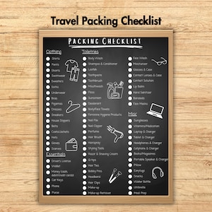 Travel Packing List, Checklist for Vacation, Ultimate Packing List, Travel Packing List for Women, Packing Checklist, Chalkboard Design Cute