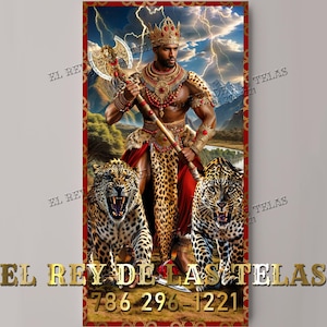 Paneles para trono de Shango/ Tapiz decorativo/ Orishas / Religion Yoruba/ Santeria/ Estampado por sublimación/ Decoracion para tronos