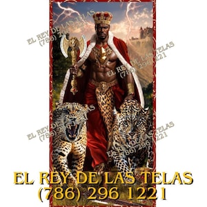 Paneles para trono de Shango new/ Tapiz decorativo/ Orishas/ Religion Yoruba/ Santeria/ Estampado por sublimación/ Decoracion para tronos