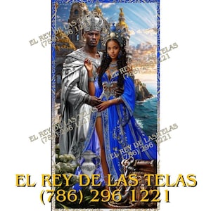 Paneles para trono Yemaya y Obatala/ Tapiz decorativo/ Orishas / Religion Yoruba/ Santeria/ Estampado por sublimación/ Decoracion para trono