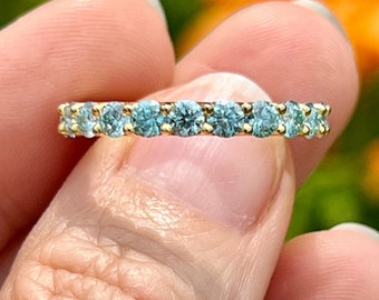 3mm Blue Green (Pistachio) Moissanite Full Eternity Ring