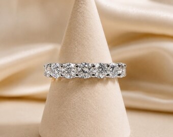 4mm Moissanite Full Eternity Ring, 14K Gold Wedding Band, D Color VVS1 Premium Moissanite, Anniversary Ring, Stackable Wedding Band