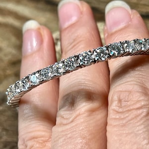 Certified 14K White Gold Plated Moissanite Tennis Bracelet VVS1 D Color /Diamond Test Positive/Multiple Sizes