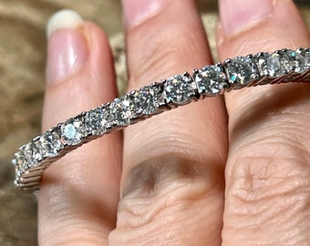 Certified 18K White Gold Plated Moissanite Tennis Bracelet VVS1 D Color /Diamond Test Positive/Multiple Sizes
