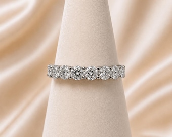 Moissanite Full Eternity Band – D VVS1 Round Brilliant Wedding Ring (2mm-5mm)