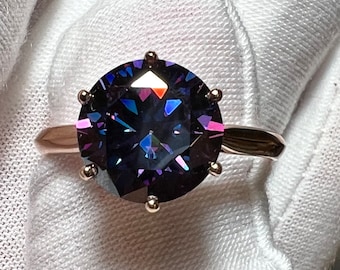 14K Rose Gold 5CT Violet Moissanite Solitaire Engagement Ring