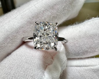 14K White Gold 3.5CT Elongated Cushion Cut D VVS1 Moissanite Diamond Solitaire Engagement Ring