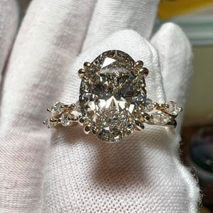 3CT Oval Moissanite Bridal Set, 14K Gold Certified Wedding Ring