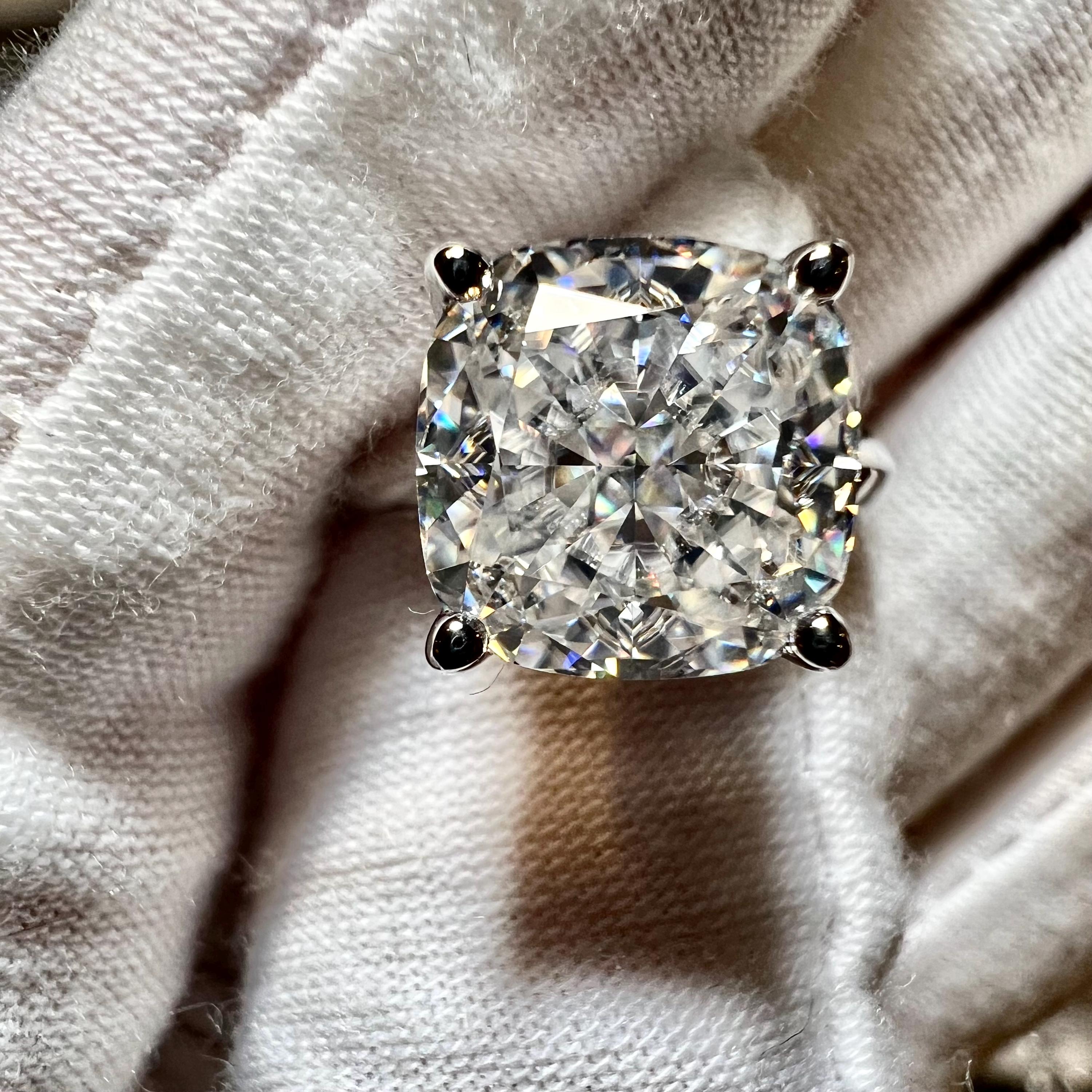 14K White Gold 5CT Cushion Cut D VVS1 Moissanite Solitaire Engagement Ring Size 6.5 / Same Day Ship