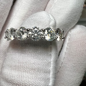 7.2TCW Certified D VVS1 Round Brilliant 5mm Moissanite Full Eternity Ring / Wedding Band/ Anniversary Ring