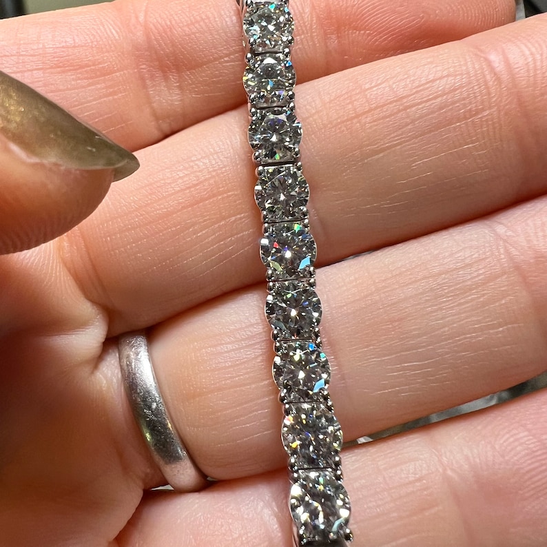 Moissanit Tennis Armband: D Color VVS1, 925 Sterling Silber, Diamant Alternative Bild 2