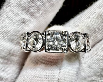 Certified 6mm Bezel Set Round Brilliant Cut Moissanite Full Eternity Ring