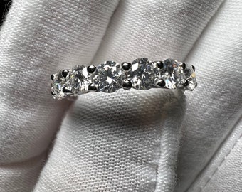Certified 2mm - 5mm D VVS1 Test Positive Round Brilliant Moissanite Full Eternity Ring / Wedding Band/ Anniversary Ring