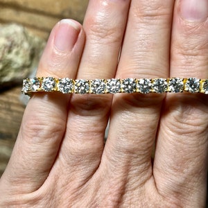 3mm x 20 cm 14K Yellow Solid Gold Moissanite Tennis Bracelet VVS1 D Color /Diamond Test Positive/Certified