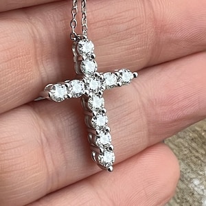 Certified Round Brilliant Cut D VVS1 Moissanite Cross Pendant Necklace/ Multiple Sizes
