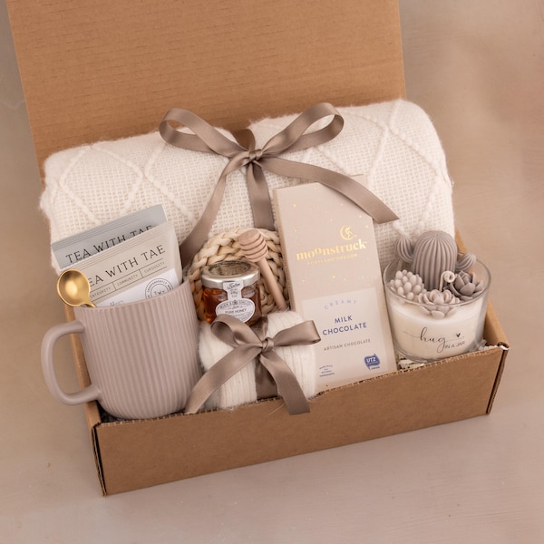 Sending a hug gift box, thinking of you, birthday gift, self care gift basket, warm and cozy, thank you gift box, get well soon