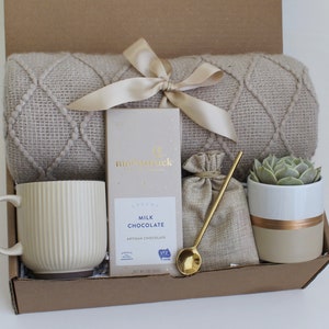 Cadeaux d'entreprise pour les clients, cadeau d'amitié longue distance, cadeaux personnalisés pour les femmes, cadeau d'encouragement pour les femmes, coffret cadeau pour les femmes Cosy RibMugBeigeSucculent