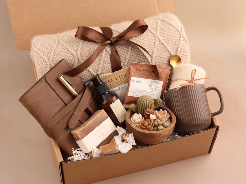 Sympathy Gift Basket, Hygge Gift Box with Blanket, Sending a hug, Thinking of you, bereavement gift, Encouragement gift, Thank You, Sunshine SucculentWoodCandle